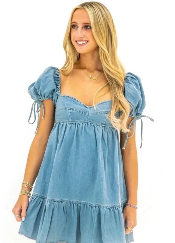 Denim Mini Dress Blue - Image 2