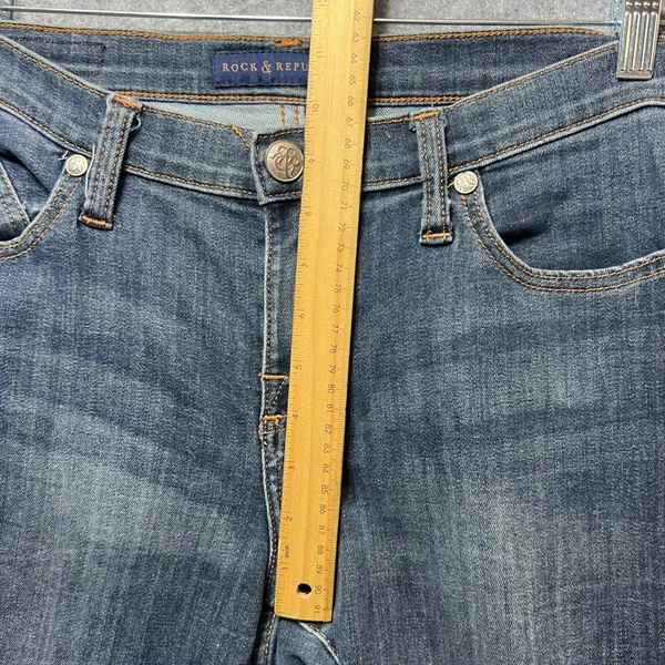 Rock & Republic Kasandra Bootcut Jeans‎ Embellished Pockets Dark Wash Size 12 - Image 5