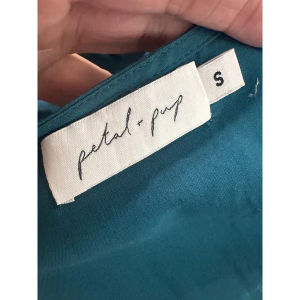 Petal +‎ Pup Barker Teal Blue Tiered Flutter Sleeve Wrap Maxi Dress Womens Small - Image 5