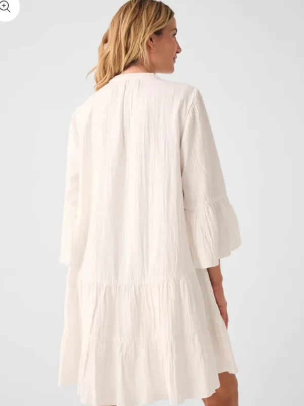 Faherty White Cotton Gauze Tiered Mini Dress - Image 4