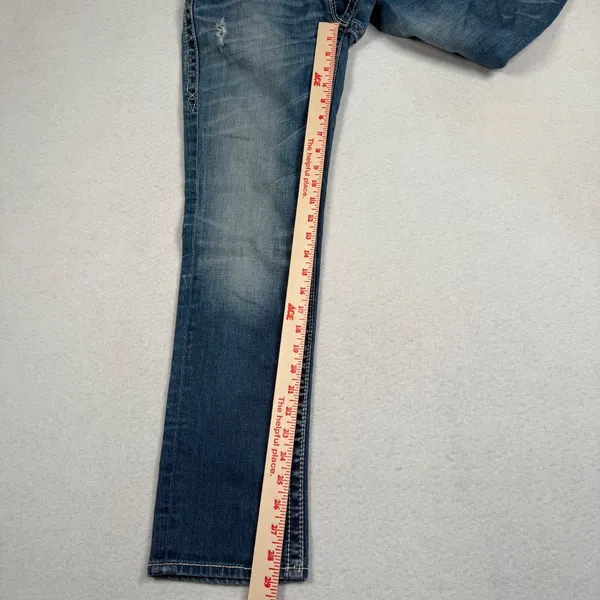 Rock Revival Noelle Capri Jeans Women 28 Blue Medium Wash Embellished Buckle Y2K - Image 3
