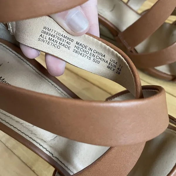Time & Tru Memory Foam Strappy Heels Size 11 Light Brown‎ summery wedding shoes - Image 5