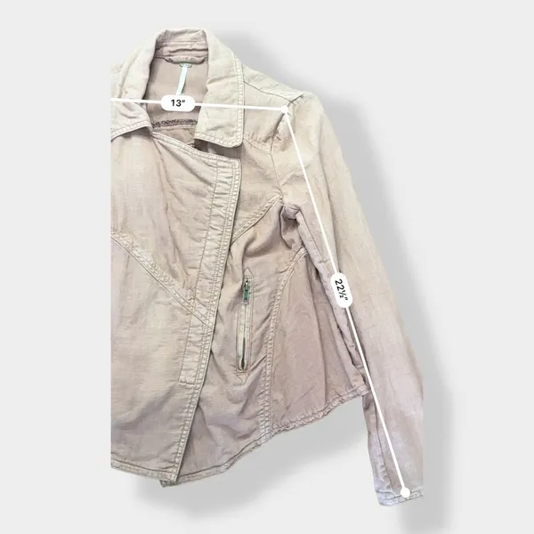 Free People Rosewood Linen Blend Moto Jacket‎ Size XS - Image 3