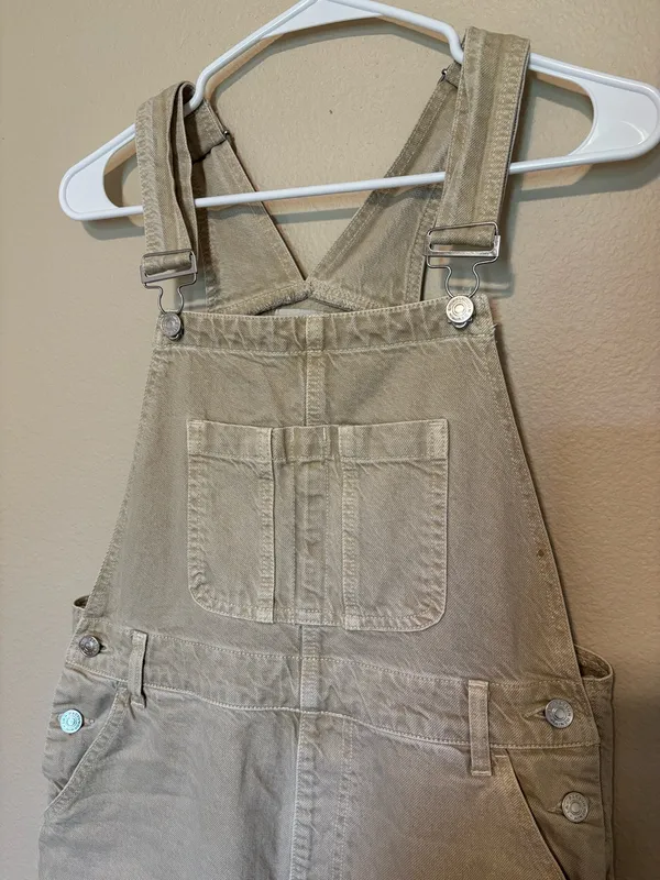 Pacsun Khaki Denim Wide Leg Overalls Size M - Image 2