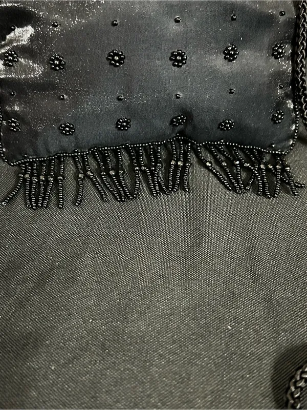 La Regale Black Beaded Fringe Crossbody Bag Cocktail Purse NWT - Image 4
