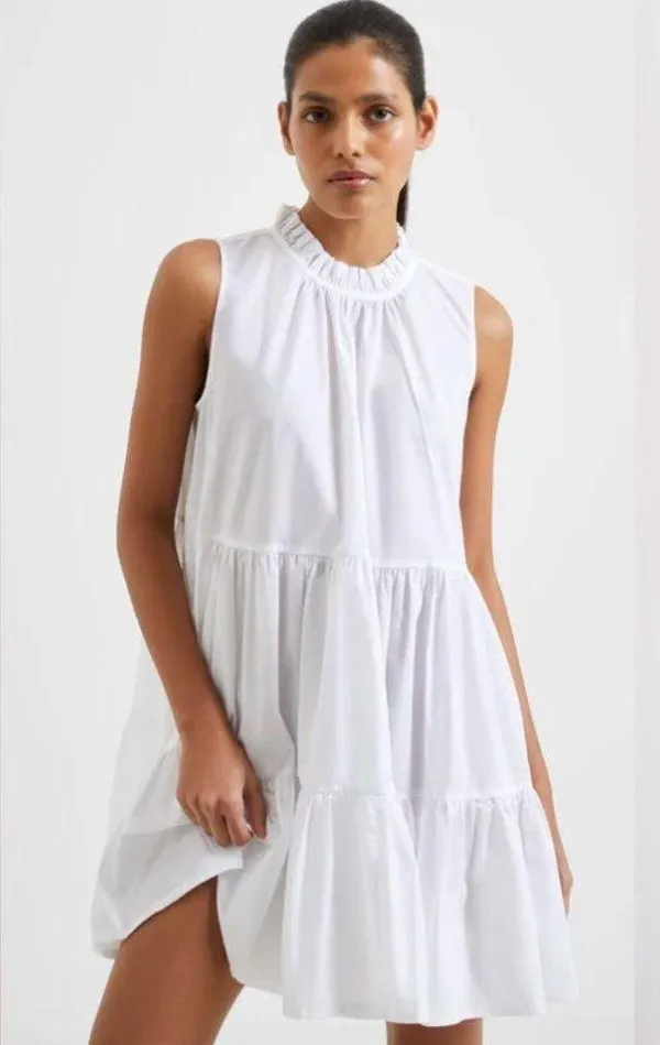 TCEC White Twirl Around Tier Mini Dress Halter Sleeveless Bridal Shower Spring S - Image 13