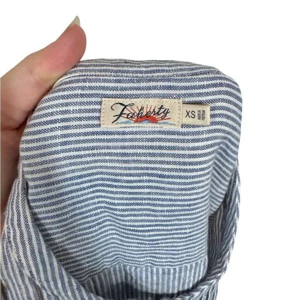 Faherty Isha 100% Linen Dress Blue Mini Stripe Pintuck WDS2119-BMT Bestseller - Image 9