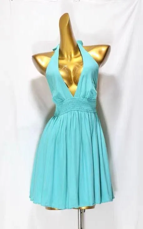 HELLO MOLLY Mint Tropical Temptation Halter Mini Dress - Image 4