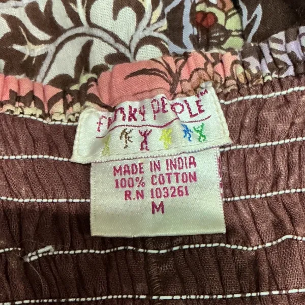 Funky People Vintage Patchwork Floral Sequin‎ Boho Midi Dress Brown Pink M Y2K - Image 5