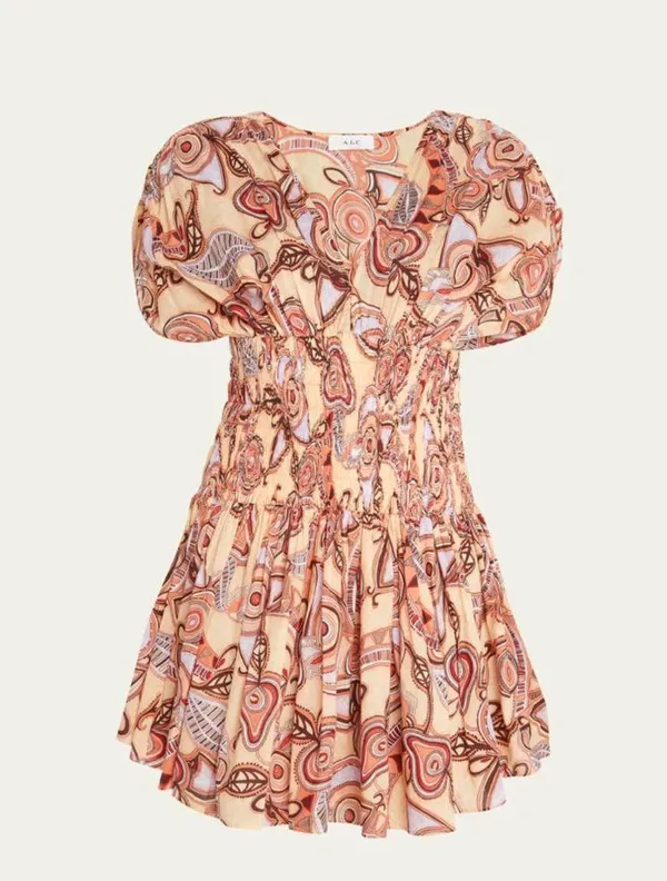 A.L.C. Luna Smocked Split-Sleeve Mini Dress 2 - Image 2