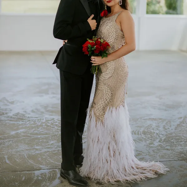 Sherri Hill Nude Beaded Prom Dress - Image 2