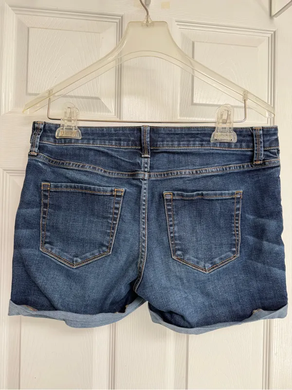 a.n.a Dark Blue Rolled Hem Denim Shorts - Image 2