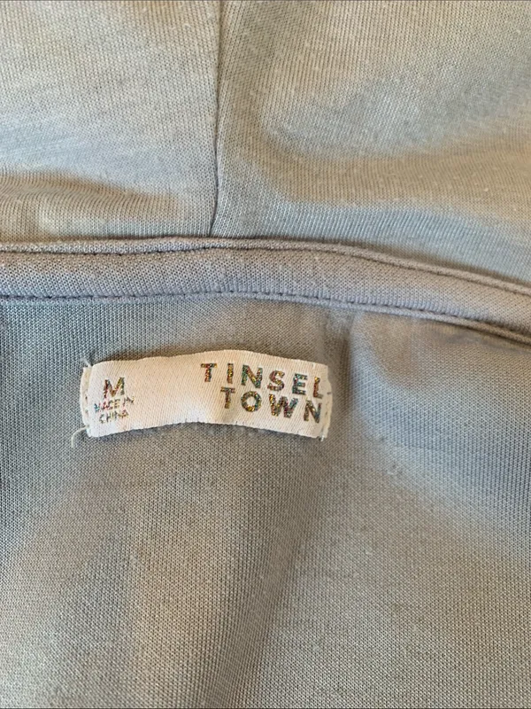 Tinsel Town Junior Women’s Medium Light Blue Cropped Full Zip Hoodie Sweatshirt - Image 5