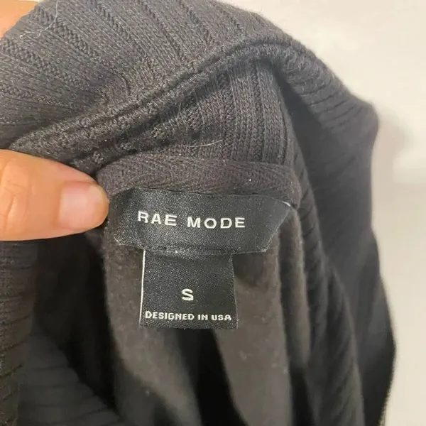 Rae Mode Black Half Zip Ribbed Pullover Sweatshirt Women’s Size Small Oversized - Image 5