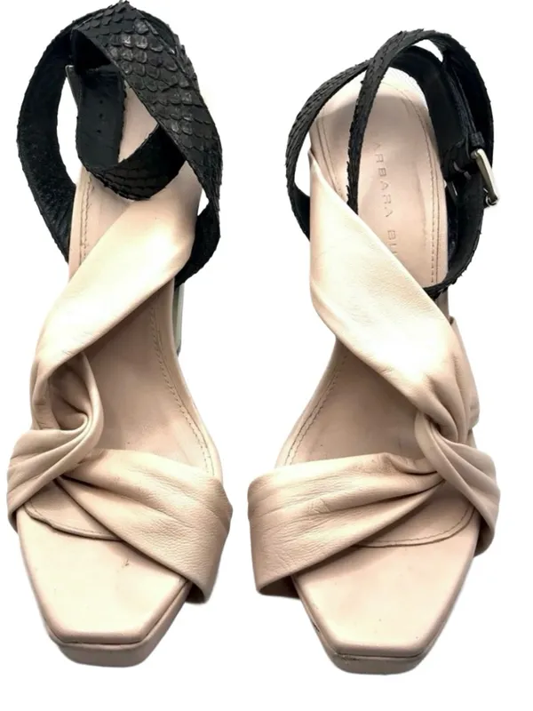 Barbara Bui Leather Black And Neutral Color Contrast Heels (40) - Image 5