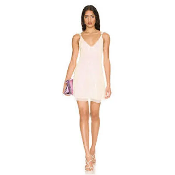 FREE PEOPLE Gold Rush Mini Dress Micro Sequin Cream Color Size XS SEXY COCKTAIL - Image 6