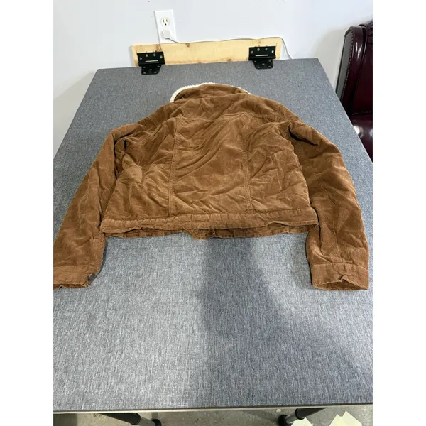 BBJ Los Angeles Women's Brown Cotton Sherpa Lined Trucker Jacket Pockets Sz XL - Image 9