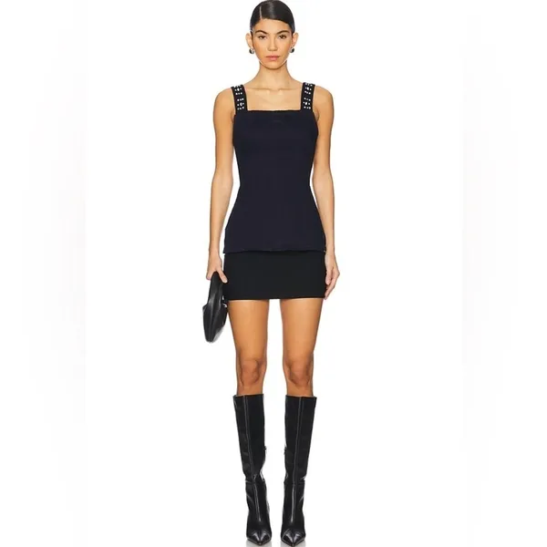 Free People Decked In‎ Shine Top in Dark Rinse Size Large - Image 5