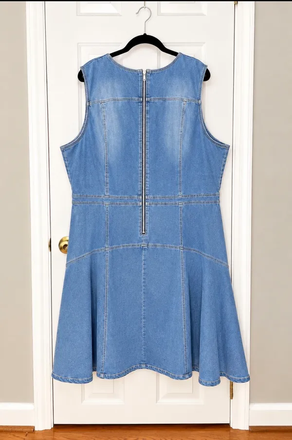 Ashley Stewart Light Blue Denim Mini Dress - Image 4