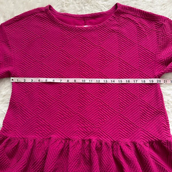 Anthropologie Maeve Blouse Mikayla Peplum Top Textured 3/4 Sleeves Pink M - Image 9