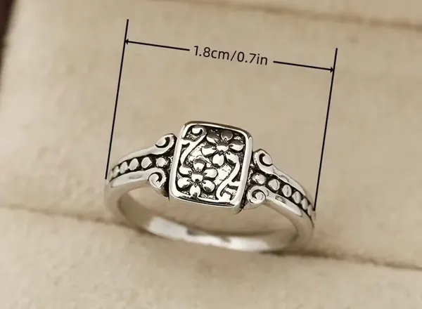 & Other Stories Women’s Stainless Steel Silver Bohemian Flower Design Ring Size 7 - Image 4