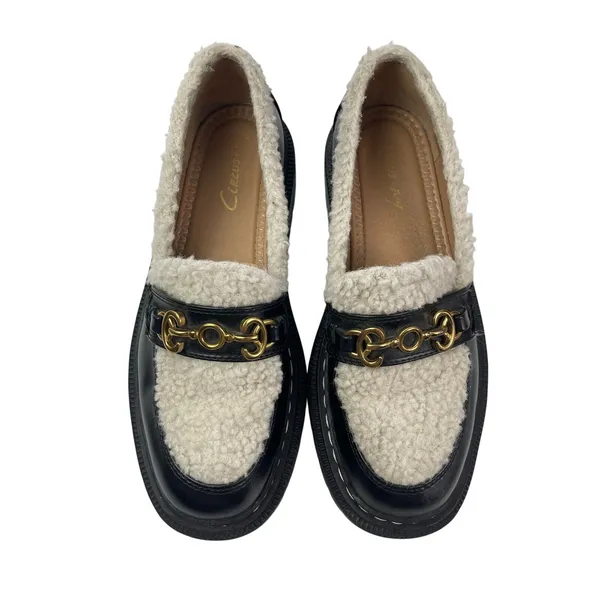 Circus By Sam Edelman Eileen Black Sherpa Slip On Chunky Platform Loafer Shoes 7 - Image 2