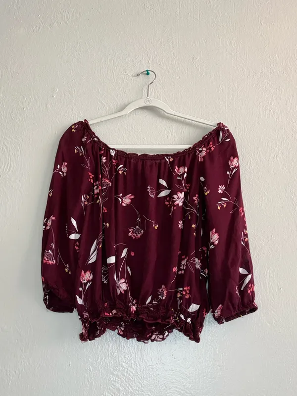 arizona maroon off the shoulder top - Image 2