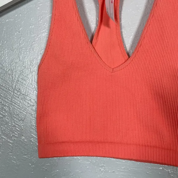 Free People Movement Women XS Orange Pink Free Throw Crop Top Ribbed Athleisure - Image 2