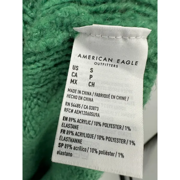 American Eagle Sweater Women Small Kelly Green Fisherman‎ Hoodie Boxy Oversized - Image 7