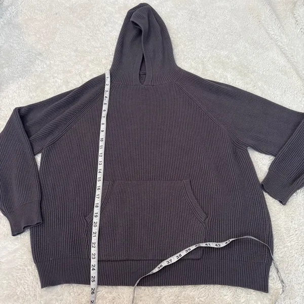 Edikted Women's Wynter Oversized Ribbed Hoodie Gray Sz M College Casual Preppy - Image 4