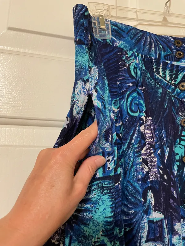 Vintage 1990’s The Limited Blue Patterned Button-Front Women's Skirt Size Medium - Image 6