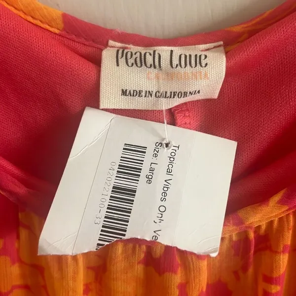 ✨Peach Love Tropical Vibes Only Tiered Mini Sz Large Dress✨ - Image 4