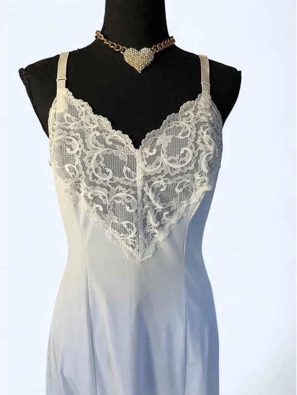 Vintage Shadowline White Lace Coquette Fairycore Full Slip Dress Size 34 🤍 - Image 2