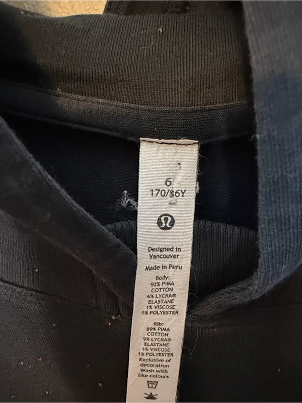 lululemon Back In Action LA Hoodie Black With‎ Multi Color Speckles Size 6 - Image 5