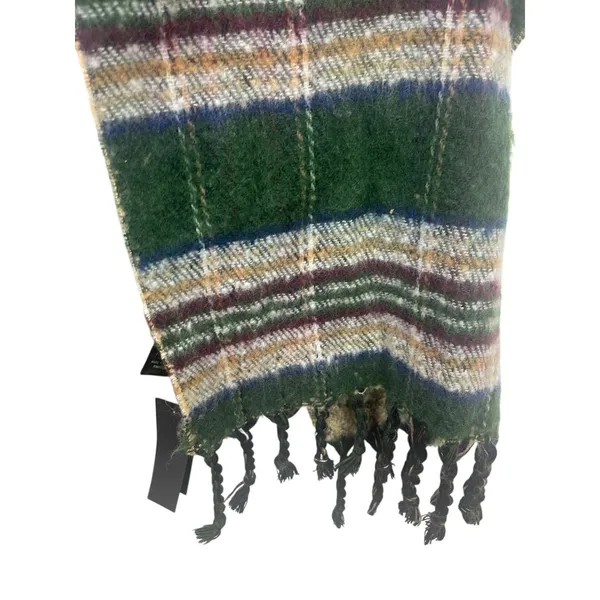 Steve Madden Reversible Wrap Shawl Scarf Green Plaid & Leopard Fringe 82x21’ NWT - Image 4