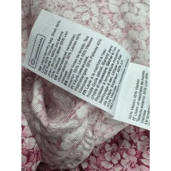 & Other Stories Puff Sleeve Linen Blend Mini Dress Pink Ditsy Floral Women’s 2 - Image 6