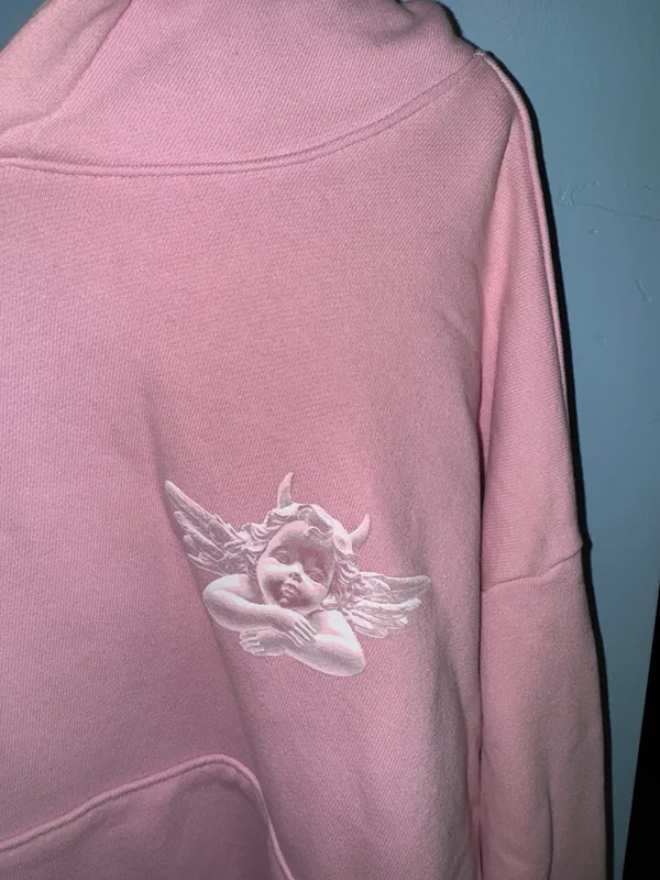 Boys Lie Hoodie No Smoke Without Fire Baby Pink - Image 5