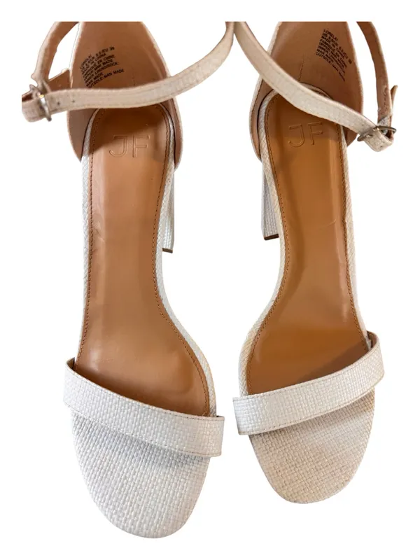Lorelai Block Heel Sandals Womens 8.5 White Textured Open Toe Ankle Strap - Image 6