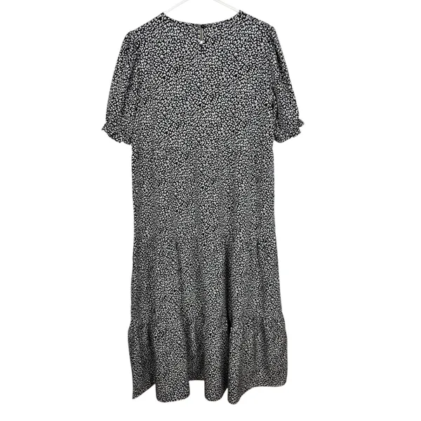 Pretty Garden Dress Size Large Black White Cheetah Print Tiered Maxi - Image 2