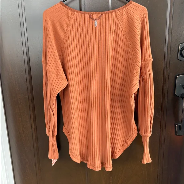 NWT Free People Movement Bella Layer Ribbed Henley Top Spiced Copper Generous XS - Image 12