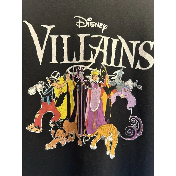 Disney Villains Graphic T Shirt Black Adult Large Short Sleeve Halloween Tee - Image 3