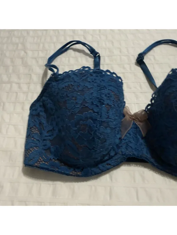 B. Tempt’d Blue Lace Bra 32DD Ciao Bella Balconette 953144 Underwire Lined - Image 6