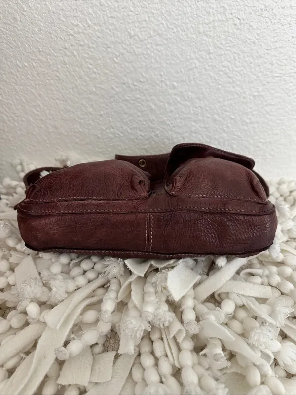 FREE PEOPLE Wade Leather Sling Purse Shoulder Cross Body Buckle Bag Dark Brown - Image 9