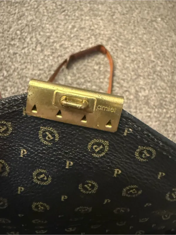 Vintage Pollini Monogram Leather Satchel Bag Italy Dark Academia - Image 6
