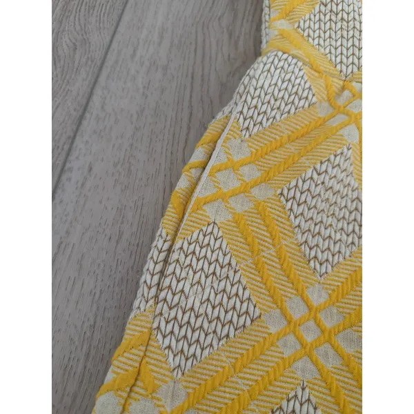 dRA Los Angeles Yellow White Chevron Lattice Midi Dress Pockets Womens M‎ - Image 4