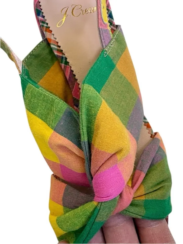Like New J. Crew Twisted Knot Penny Sandals Plaid Size 5 - Image 3