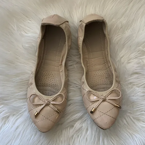 Beige Leather Ballet Flats Size 37 EU = 7 women’s - Image 2