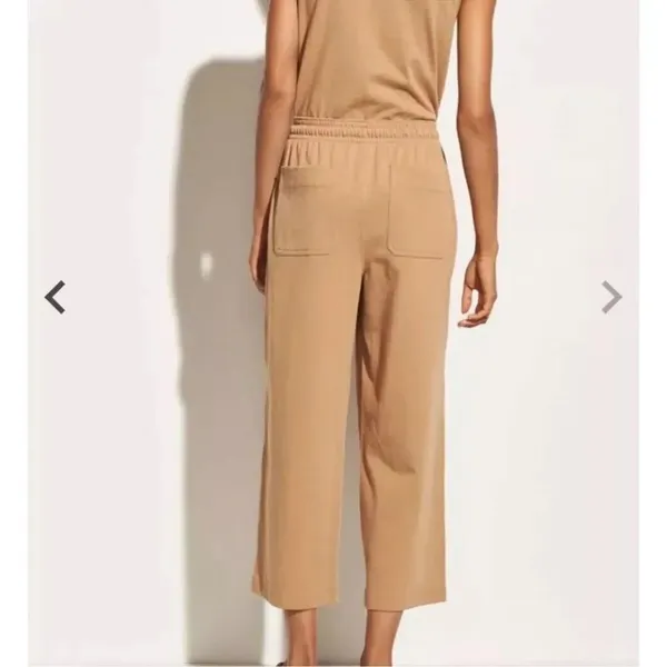 VINCE Cropped Wide Leg Pant in Dune Size XS Tan Tie Waist Drawstring Casual Pant - Image 3