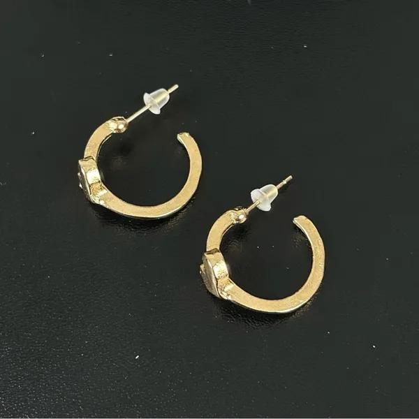 Golden Semi Hoop with Heart Earrings S20, New! - Image 3