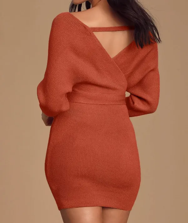 Lulus Burnt Orange Sweater Dress - Image 5